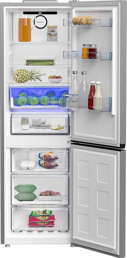 Beko RCNE366E70ZXBRN bPRO700 freistehende Kühl-/Gefrierkombination, großer Kühlschrank, 323 l Gesamtrauminhalt, HarvestFresh, NoFrost, leise, SmoothFit, 0°C-Zone, Dark Inox