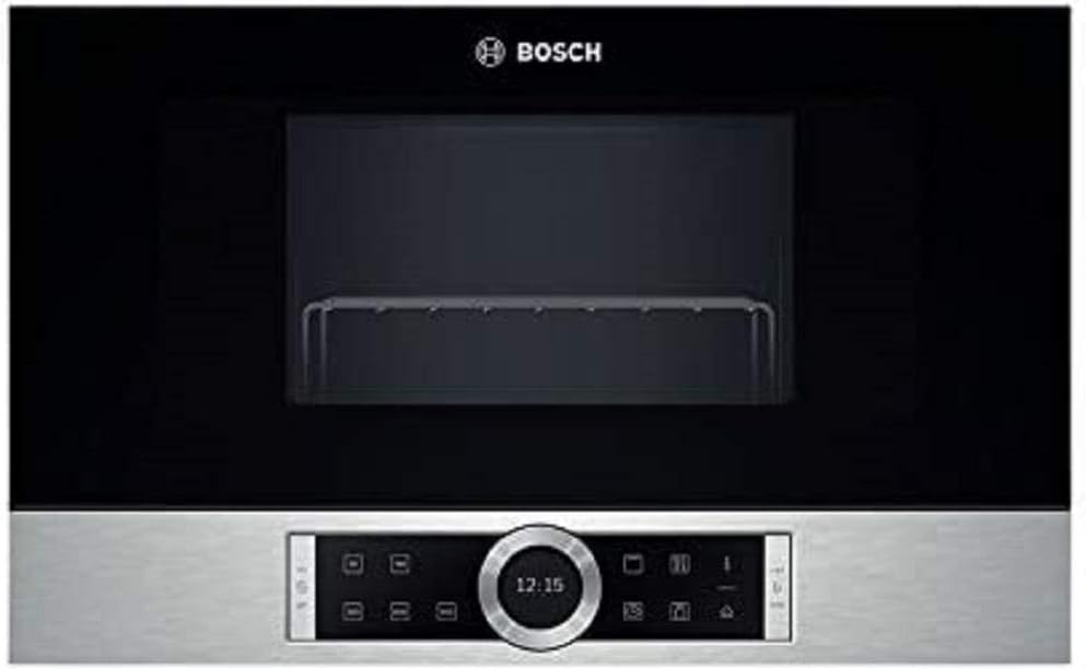 Bosch BFR634GS1 Serie 8 Einbau-Mikrowelle, Türanschlag Rechts, AutoPilot 7 Automatikprogramme, Reinigungsunterstützung, TFT-Touchdisplay, LED-Beleuchtung gleichmäßige Ausleuchtung, 38 x 60 cm, 900 W