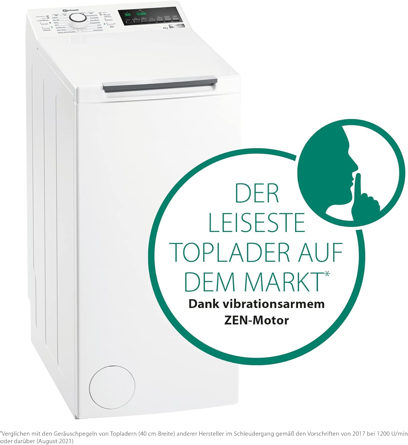 Bauknecht WMT Pro Eco 6ZB Toplader-Waschmaschine / 6 kg / 1200 UpM/Antiflecken-Programm/FreshFinish/ZEN Technology/Startzeitvorwahl/SoftOpening/Kurz 30'/ 15° Green& Clean