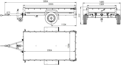 UNITRAILER Auto Anhänger 230x125 Garden Trailer 230 Kipp 750 kg mit Stützrad, Blauer Hochplane und Hochspriegel