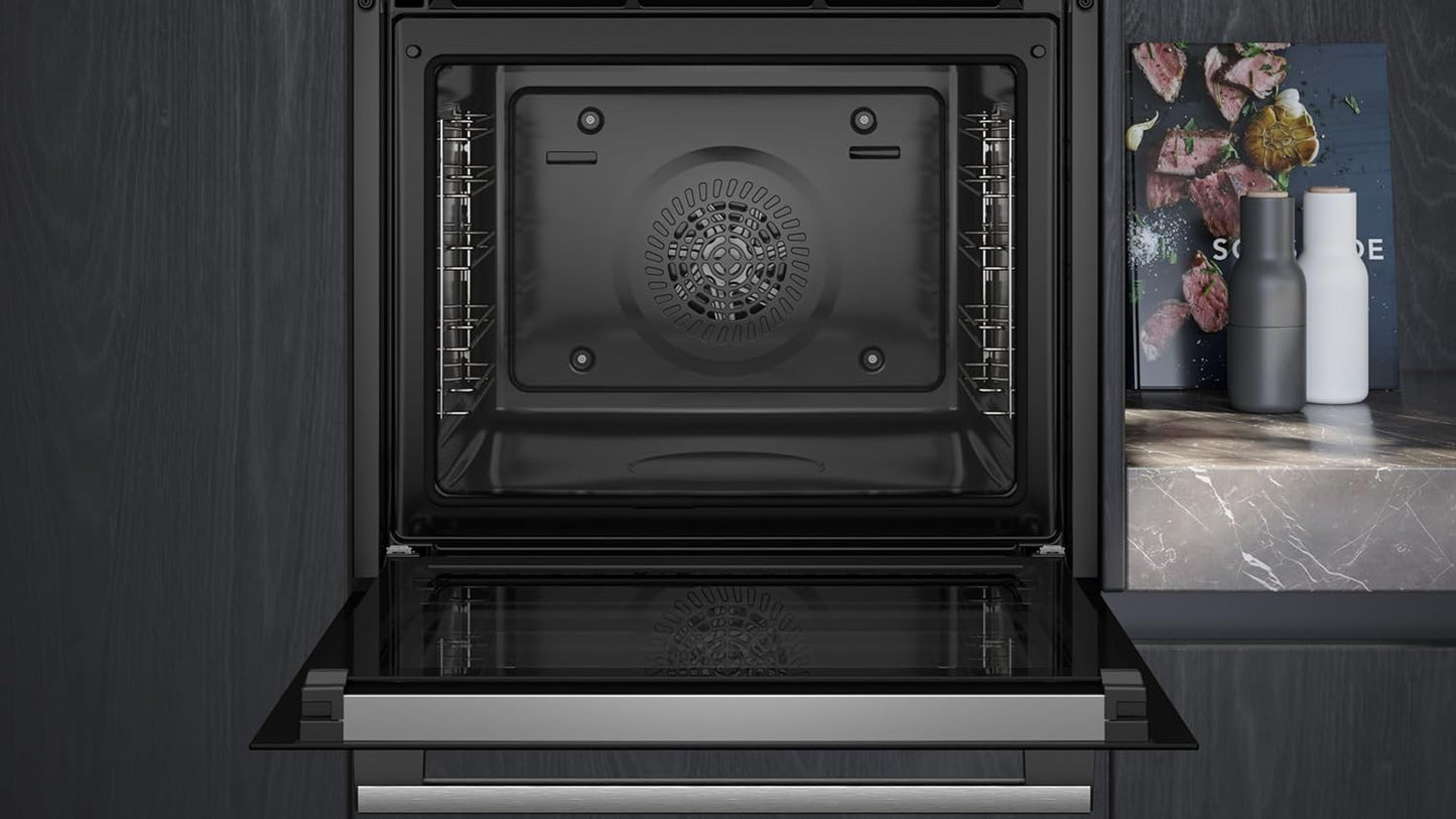 Siemens HB572ABS3, iQ300, Einbau-Backofen 60 x 60 cm, Air Fry, activeClean Pyrolyse Selbstreinung, LED-Touchbedienung, 3D Heißluft, Schnellaufheizung, cookControl10 Automatikprogramme, Edelstahl