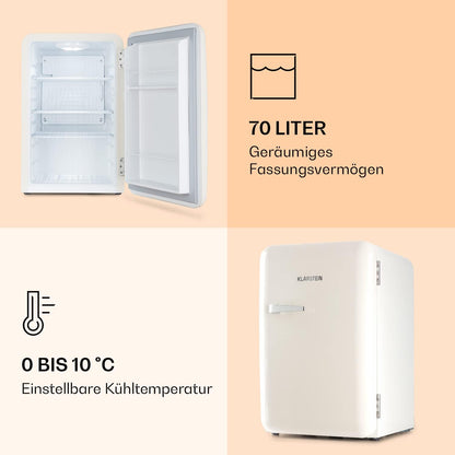 Klarstein Audrey Mini - kleiner Kühlschrank, kompakte Mini-Bar, freistehend, Kompressionskühlung, Fassungsvermögen, Kühlung: 0-10 °C, Mini-Kühlschrank mit 70 Liter Fassungsvermögen, rot
