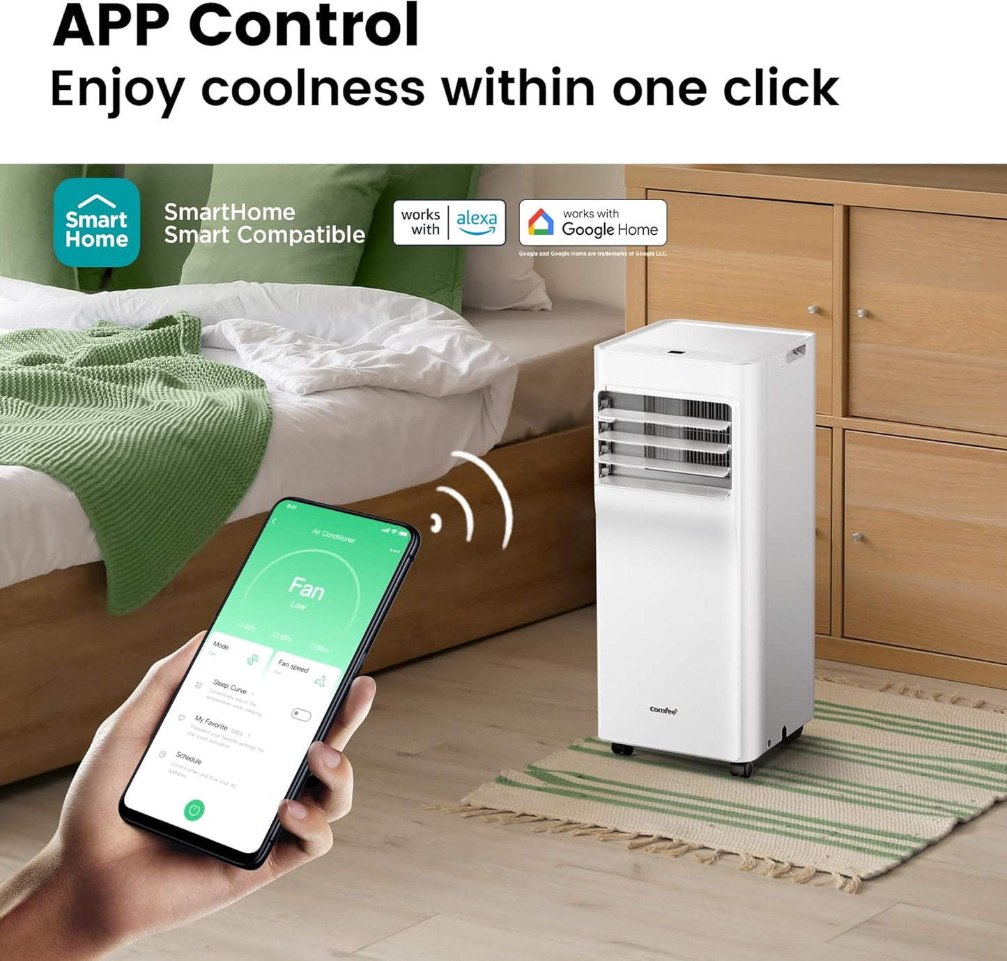Comfee Mobiles Klimagerät MPPH-09CRN7, 9000 BTU 2,6kW, Kühlen&Ventilieren&Entfeuchten, Raumgröße bis 88m³(33㎡), Mobile Klimaanlage mit Abluftschlauch