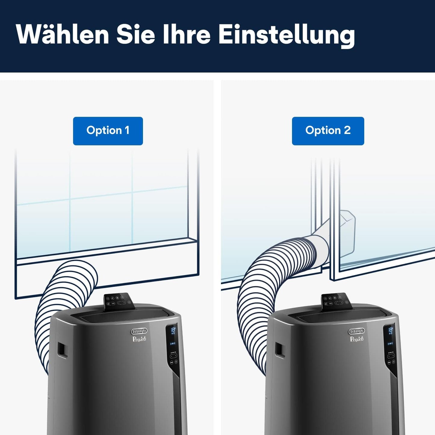 De'Longhi Pinguino PAC EL112 CST mobiles Klimagerät mit Abluftschlauch, Klimaanlage Für Räume bis 110 m³, Luftentfeuchter, Ventilationsfunktion, 24h-Timer, Schwarz