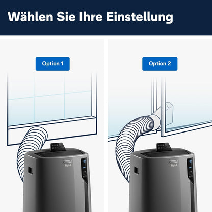 De'Longhi Pinguino PAC EL112 CST mobiles Klimagerät mit Abluftschlauch, Klimaanlage Für Räume bis 110 m³, Luftentfeuchter, Ventilationsfunktion, 24h-Timer, Schwarz