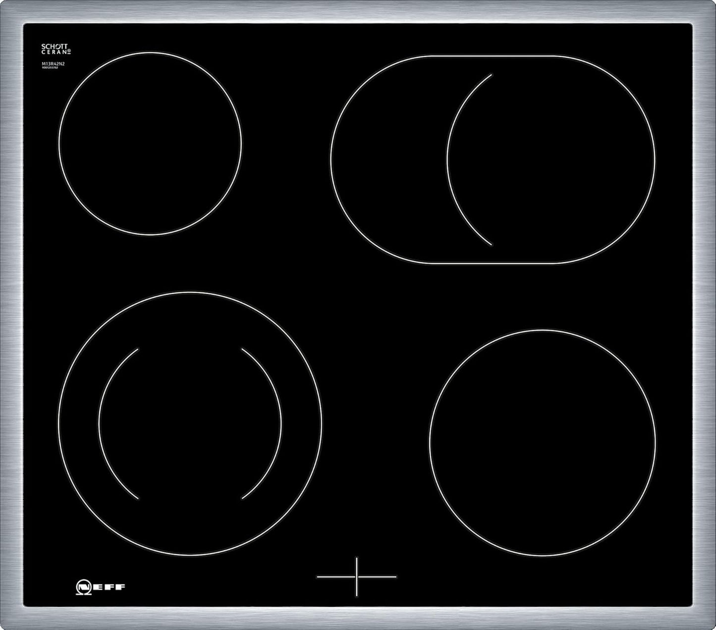 NEFF EDX442, Set bestehend aus E1ECD0AN0, N 30, Einbauherd mit CircoTherm, 60 x 60 cm, Edelstahl und M13R42N2, N 50, herdgesteuertes Elektrokochfeld, 60 cm, Schwarz, mit Rahmen aufliegend