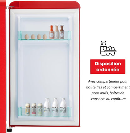 Merax Kühlschrank mit Gefrierfach, Kühl-Gefrierkombination, klein Kühlschrank mit 51L und Gefrierschrank 21L, Leise, LED, Glasablagen, Gemüsefach, Türablagen, für Küche, Wohnzimmer, Büro, Schwarz