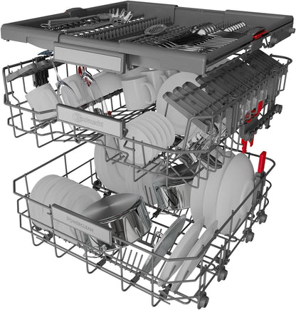 Bauknecht BCIO 3T341 PLET Vollintegrierbarer Geschirrspüler 60 cm /Edelstahl/14 Maßgedecke/10 Standardprogramme und 1 Sensorprogramm/PowerClean/ActiveDry/Besteckschublade/Vollwasserschutz