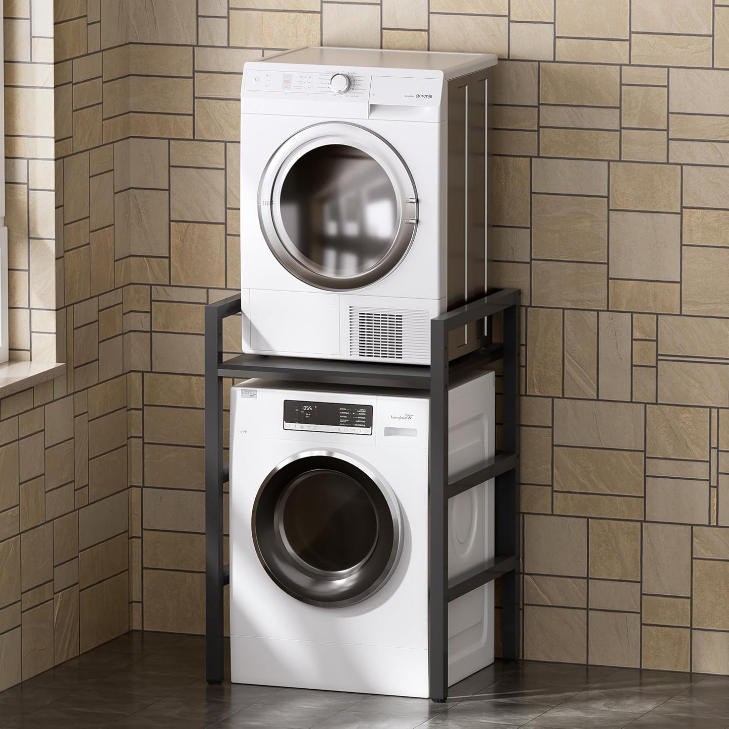 MSFE Regal über Waschmaschine,Höhenverstellbarer Wäschetrocknerständer,Lagerregal über der Waschmaschine, Tragfähigkeit 350 kg,für Waschmaschine und Trockner,73 * 64 * 110cm,Patentiertes Produkt