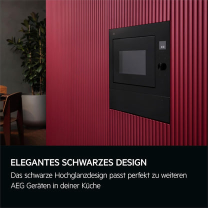 AEG Einbau-Mikrowelle Serie 6000 mit Steam Set - 60 cm - 17 L Garraum - Touch-Bedienung - Display mit Uhr - Auftau-Funktion - Drehteller Ø 272 mm - Schwarz - TB6SM171DB