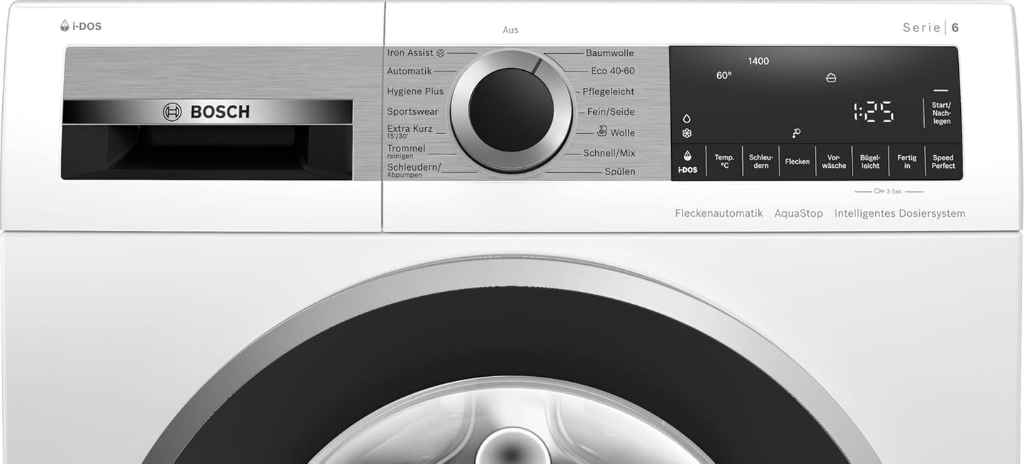 BOSCH WAN28127 Waschmaschine Serie 4, Frontlader mit 8kg Fassungsvermögen, 1400 UpM, Iron Assist, Active Water Plus, EcoSilence Drive, Speed Perfect, Weiß, 60cm