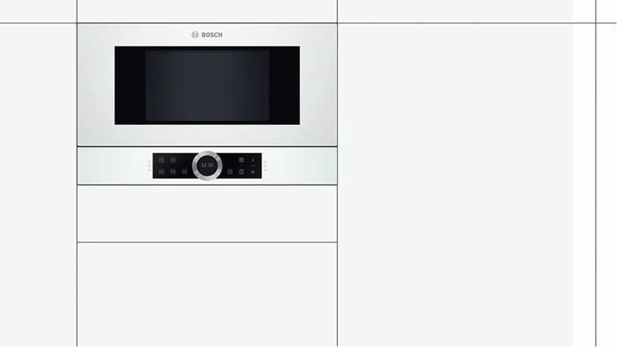 Bosch BFR634GS1 Serie 8 Einbau-Mikrowelle, Türanschlag Rechts, AutoPilot 7 Automatikprogramme, Reinigungsunterstützung, TFT-Touchdisplay, LED-Beleuchtung gleichmäßige Ausleuchtung, 38 x 60 cm, 900 W