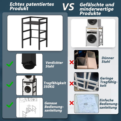 MSFE Regal über Waschmaschine,Höhenverstellbarer Wäschetrocknerständer,Lagerregal über der Waschmaschine, Tragfähigkeit 350 kg,für Waschmaschine und Trockner,73 * 64 * 110cm,Patentiertes Produkt