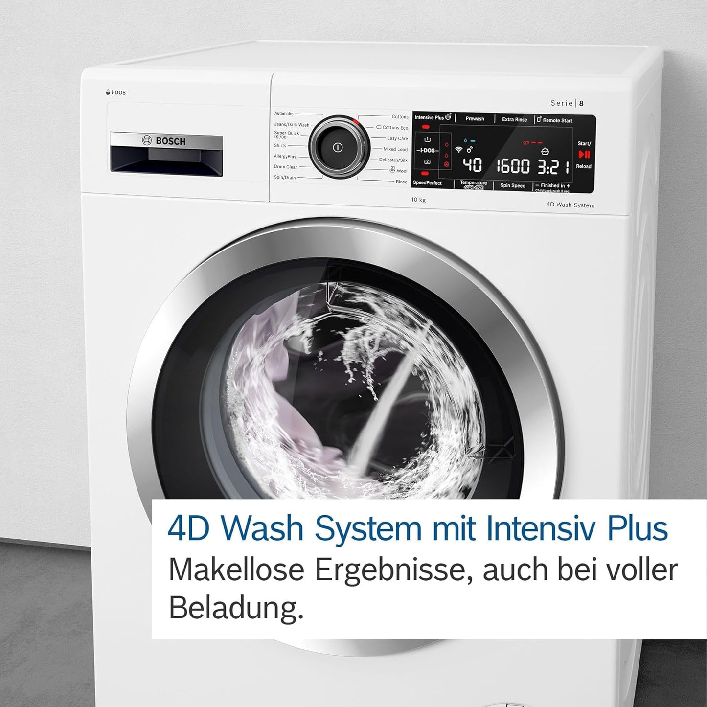 BOSCH WAN28127 Waschmaschine Serie 4, Frontlader mit 8kg Fassungsvermögen, 1400 UpM, Iron Assist, Active Water Plus, EcoSilence Drive, Speed Perfect, Weiß, 60cm