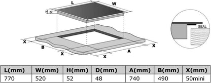 Autarkes Herdset: 60cm Einbaubackofen BO8805SS + 59cm Kochfeld CH5901RL | Grill | Heißluft | Automatik-Timer | 2-fach Wärmeschutzverglasung | Kindersicherung | Knebelbedienung | SET8805CH59RL