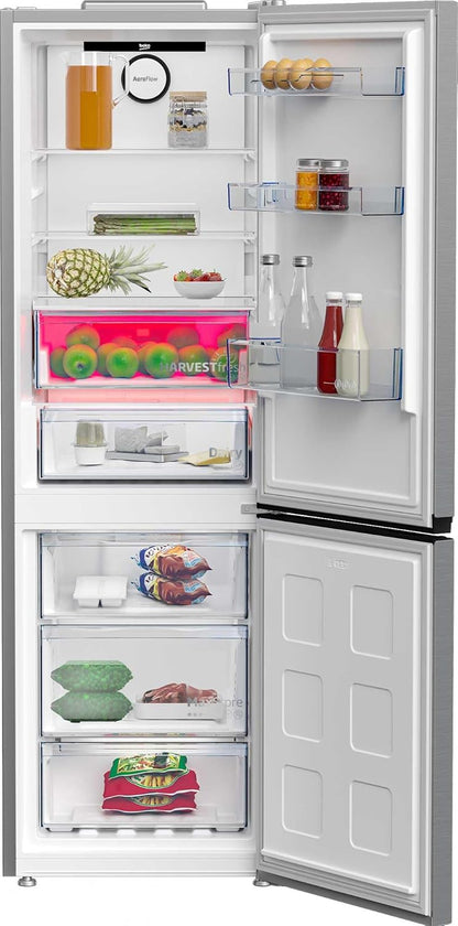 Beko RCNE366E70ZXBRN bPRO700 freistehende Kühl-/Gefrierkombination, großer Kühlschrank, 323 l Gesamtrauminhalt, HarvestFresh, NoFrost, leise, SmoothFit, 0°C-Zone, Dark Inox