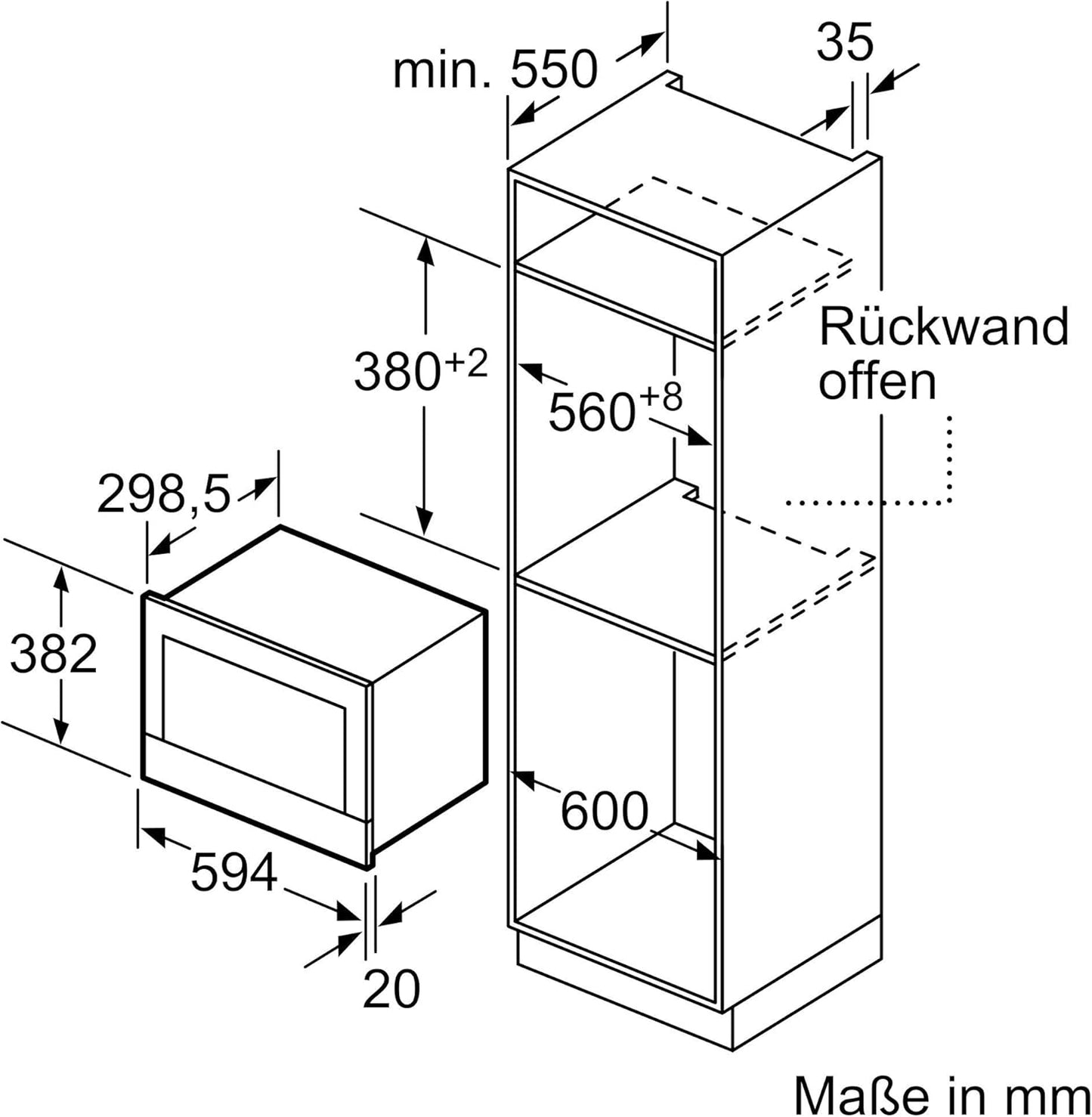 Bosch BFR634GS1 Serie 8 Einbau-Mikrowelle, Türanschlag Rechts, AutoPilot 7 Automatikprogramme, Reinigungsunterstützung, TFT-Touchdisplay, LED-Beleuchtung gleichmäßige Ausleuchtung, 38 x 60 cm, 900 W