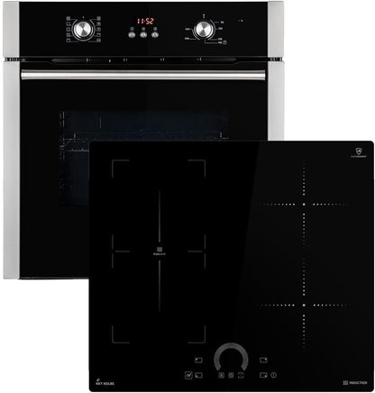 Autarkes Herdset: 60cm Einbaubackofen BO8805SS + 59cm Kochfeld CH5901RL | Grill | Heißluft | Automatik-Timer | 2-fach Wärmeschutzverglasung | Kindersicherung | Knebelbedienung | SET8805CH59RL