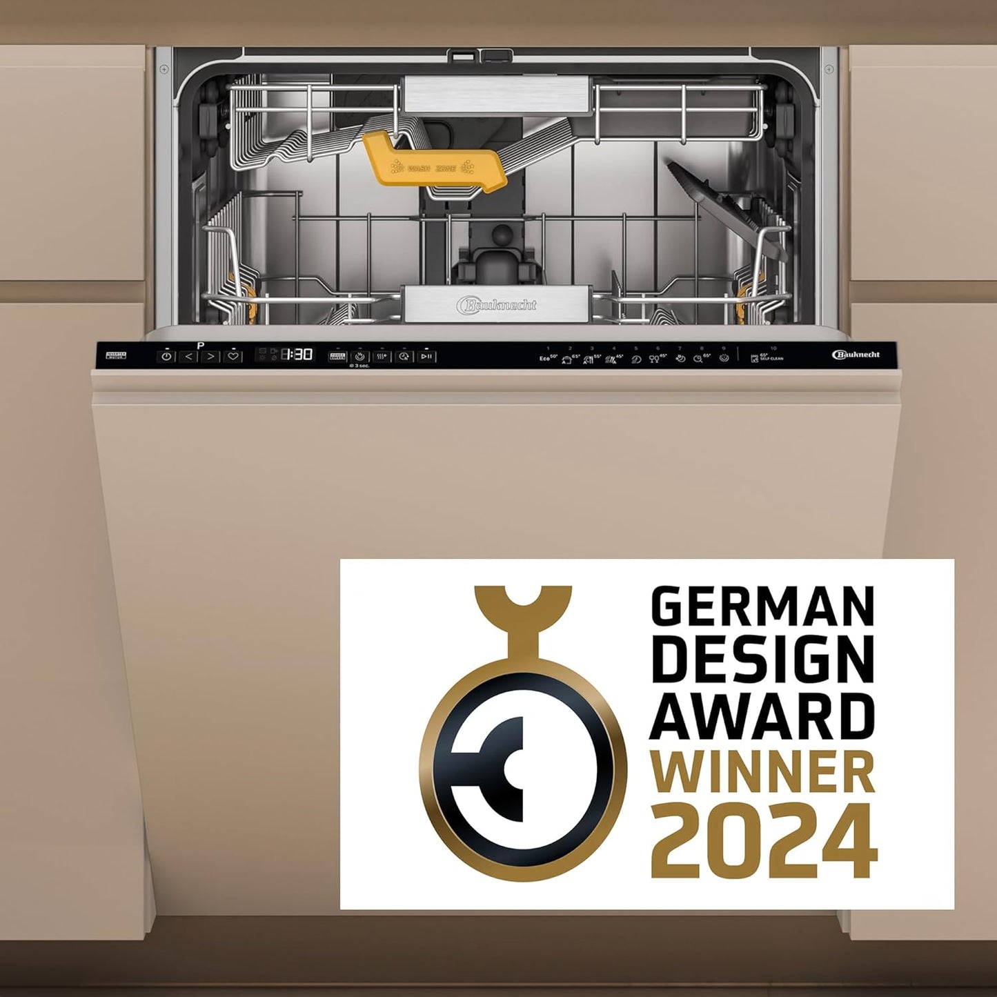 Bauknecht BCIO 3T341 PLET Vollintegrierbarer Geschirrspüler 60 cm /Edelstahl/14 Maßgedecke/10 Standardprogramme und 1 Sensorprogramm/PowerClean/ActiveDry/Besteckschublade/Vollwasserschutz