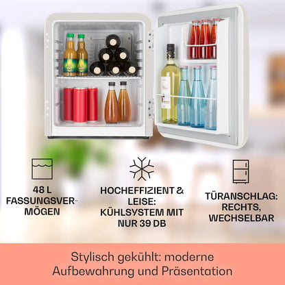 Klarstein Audrey Mini - kleiner Kühlschrank, kompakte Mini-Bar, freistehend, Kompressionskühlung, Fassungsvermögen, Kühlung: 0-10 °C, Mini-Kühlschrank mit 70 Liter Fassungsvermögen, rot