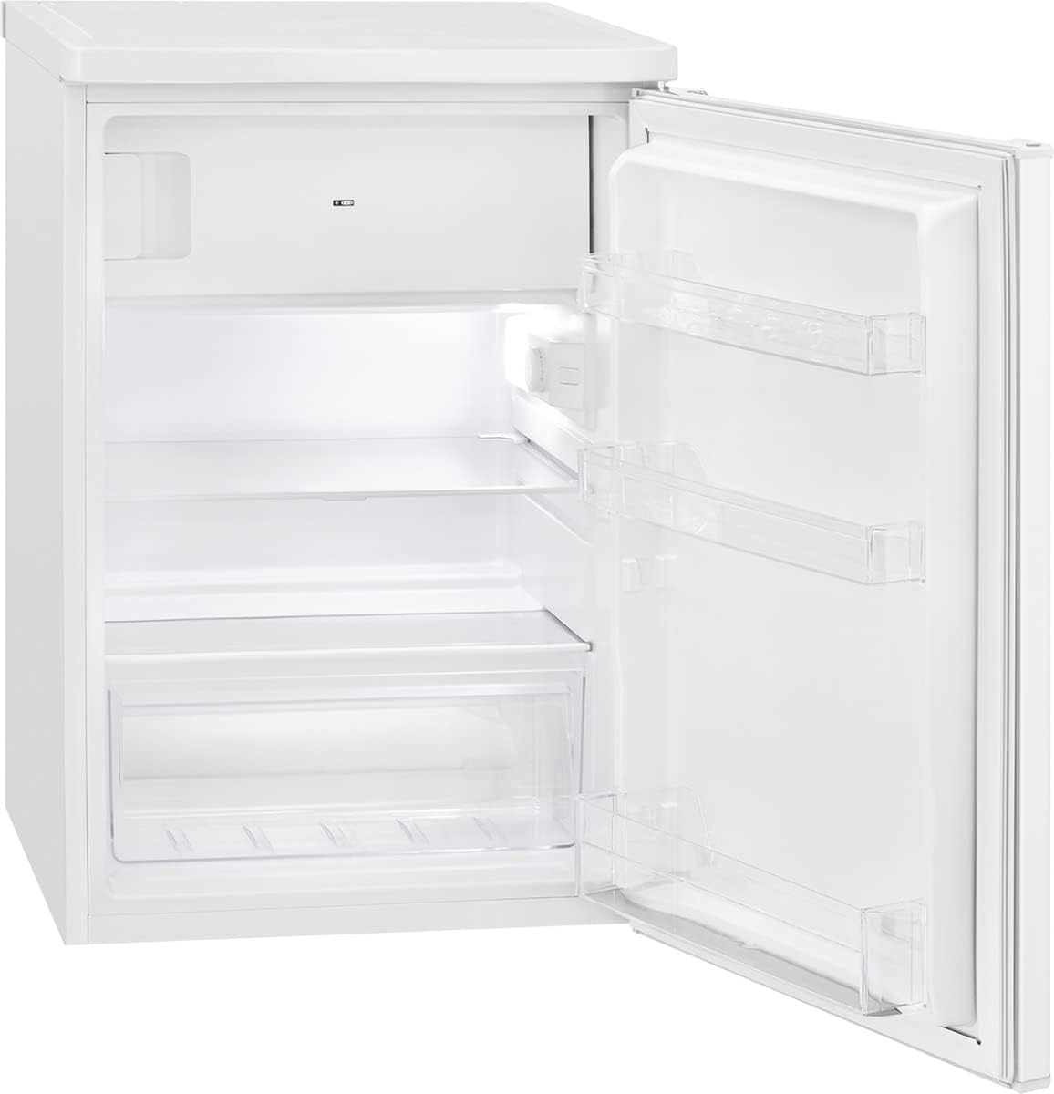 Bomann® Kühlschrank mit Gefrierfach klein | Kühlschrank 2 Ablagen | leise | mit 4-Sterne Gefrierfach | Kühlschrank klein mit Obst- und Gemüsefach | Türanschlag wechselbar | KS 7251 weiß