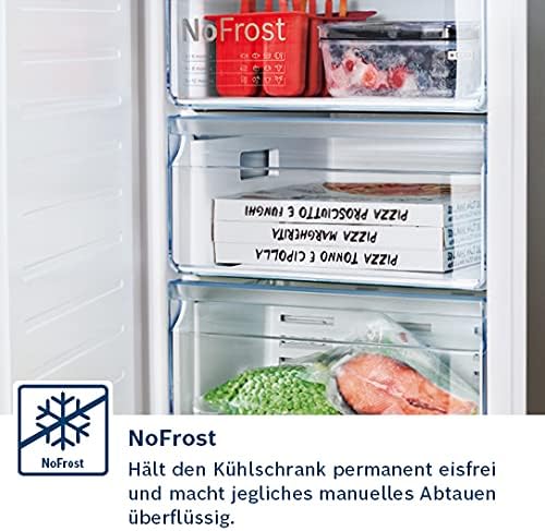 Bosch KGN36NWEA Serie 2 Kühl-Gefrier-Kombination, 186 x 60 cm, 215 L Kühlen & 87 L Gefrieren, NoFrost nie wieder abtauen, LED-Beleuchtung gleichmäßige Ausleuchtung