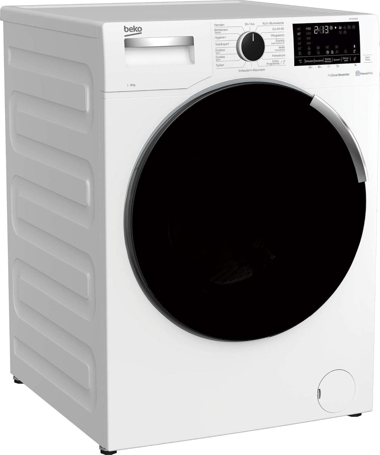 Beko B3WFU58415W1 b300 Waschmaschine, 8 kg, Waschvollautomat, Restzeitanzeige, Schleuderwahl, 1400 U/min, Dampffunktion, AddXtra-Nachlegefunktion, Bluetooth, Hygiene+ allergikergeeignet, Weiß