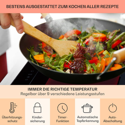 Klarstein 2-in-1 Induktionskochfeld mit Dunstabzug, Induktionskochfeld mit Abluft & Ventilator, 4-Zonen-Kochfeld, Glaskeramik-Einbauherd, Kochfeld mit Dunstabzug, Energieklasse A, 654m³/h Luftstrom