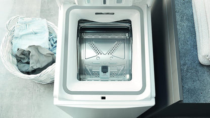 Bauknecht WMT Pro Eco 6ZB Toplader-Waschmaschine / 6 kg / 1200 UpM/Antiflecken-Programm/FreshFinish/ZEN Technology/Startzeitvorwahl/SoftOpening/Kurz 30'/ 15° Green& Clean