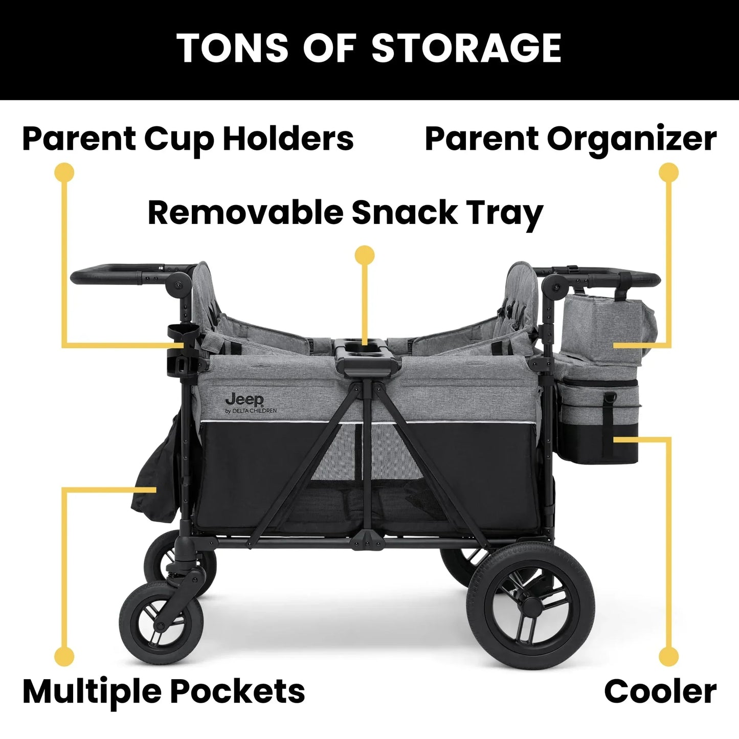 Jeep Wrangler Deluxe 4 Seater Stroller Wagon by Delta Children