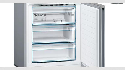 Bosch KGN36NWEA Serie 2 Kühl-Gefrier-Kombination, 186 x 60 cm, 215 L Kühlen & 87 L Gefrieren, NoFrost nie wieder abtauen, LED-Beleuchtung gleichmäßige Ausleuchtung