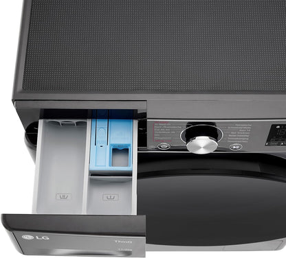LG W4WR7096YB, Klasse D, Frontlader-Waschtrockner 9 - 6 kg, 62 x 60 x 85 cm, Wi-Fi, AI Direct Drive, Tiefenreinigung mit Dampf, TurboWash 360, Große Kapazität, Außentür aus gehärtetem Glas, Weiß