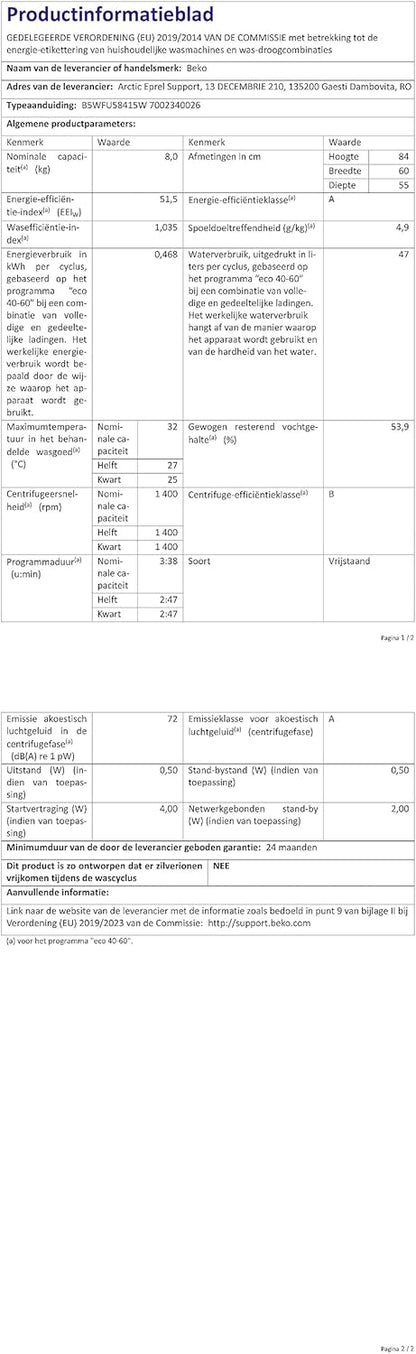 Beko B3WFU58415W1 b300 Waschmaschine, 8 kg, Waschvollautomat, Restzeitanzeige, Schleuderwahl, 1400 U/min, Dampffunktion, AddXtra-Nachlegefunktion, Bluetooth, Hygiene+ allergikergeeignet, Weiß