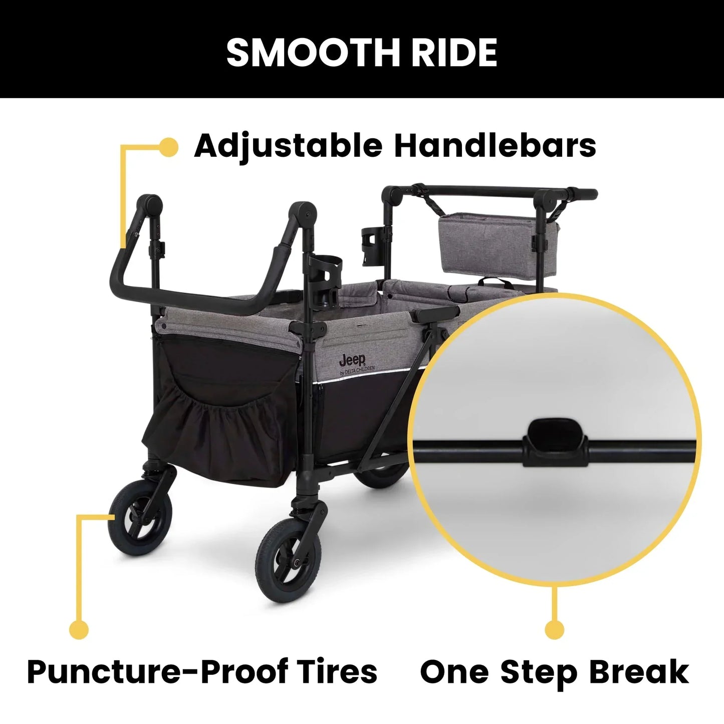 Jeep Wrangler Deluxe 4 Seater Stroller Wagon by Delta Children