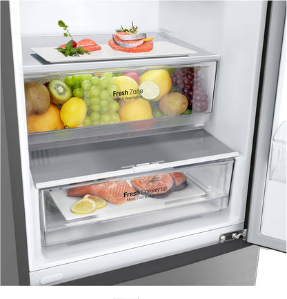 LG GBV22NCCEP Kühl-/Gefrierkombination – Smart Inverter Compressor, Total No Frost, Modern Flat Door Design, Matt Schwarz Metallic, Energieeffizienz A