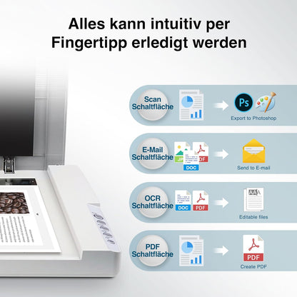 Plustek A3-Flachbettscanner OS1180, für A3-Grafiken und Dokumente Design für Büchereien, Schulen und kleine Büros. Benötigt ca. 9 Sekunden für EIN A3-Dokument.