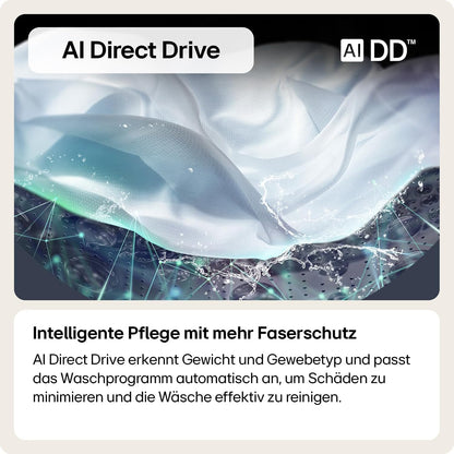 LG W4WR7096YB, Klasse D, Frontlader-Waschtrockner 9 - 6 kg, 62 x 60 x 85 cm, Wi-Fi, AI Direct Drive, Tiefenreinigung mit Dampf, TurboWash 360, Große Kapazität, Außentür aus gehärtetem Glas, Weiß