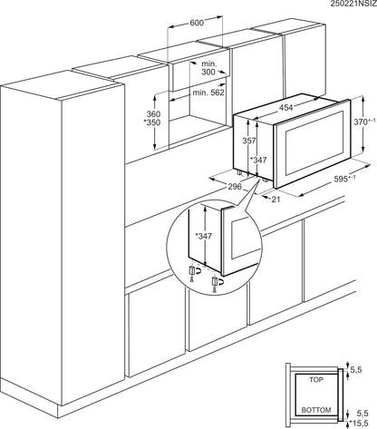 AEG Einbau-Mikrowelle Serie 6000 mit Steam Set - 60 cm - 17 L Garraum - Touch-Bedienung - Display mit Uhr - Auftau-Funktion - Drehteller Ø 272 mm - Schwarz - TB6SM171DB