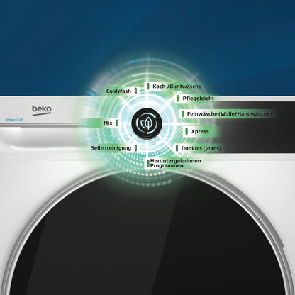 Beko B3WFU58415W1 b300 Waschmaschine, 8 kg, Waschvollautomat, Restzeitanzeige, Schleuderwahl, 1400 U/min, Dampffunktion, AddXtra-Nachlegefunktion, Bluetooth, Hygiene+ allergikergeeignet, Weiß