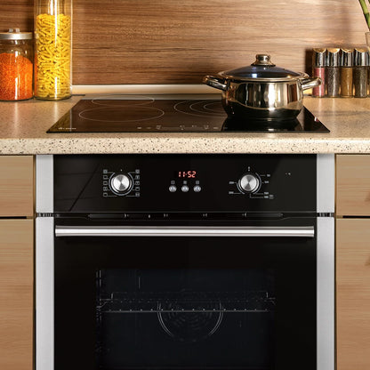 Autarkes Herdset: 60cm Einbaubackofen BO8805SS + 59cm Kochfeld CH5901RL | Grill | Heißluft | Automatik-Timer | 2-fach Wärmeschutzverglasung | Kindersicherung | Knebelbedienung | SET8805CH59RL