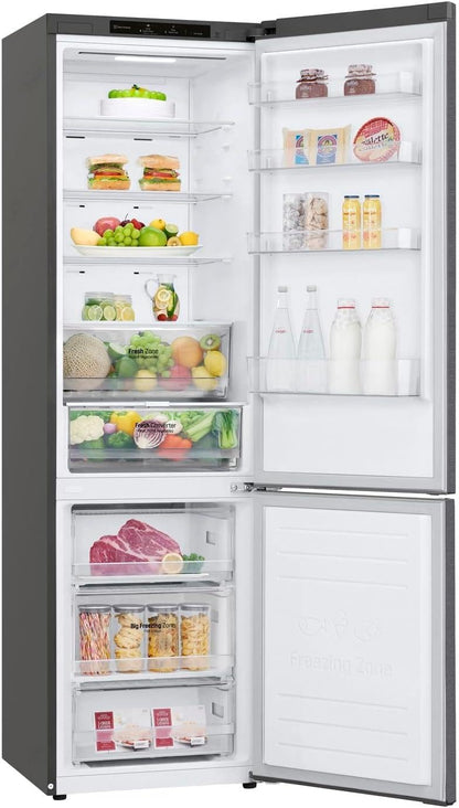LG GBV22NCCEP Kühl-/Gefrierkombination – Smart Inverter Compressor, Total No Frost, Modern Flat Door Design, Matt Schwarz Metallic, Energieeffizienz A
