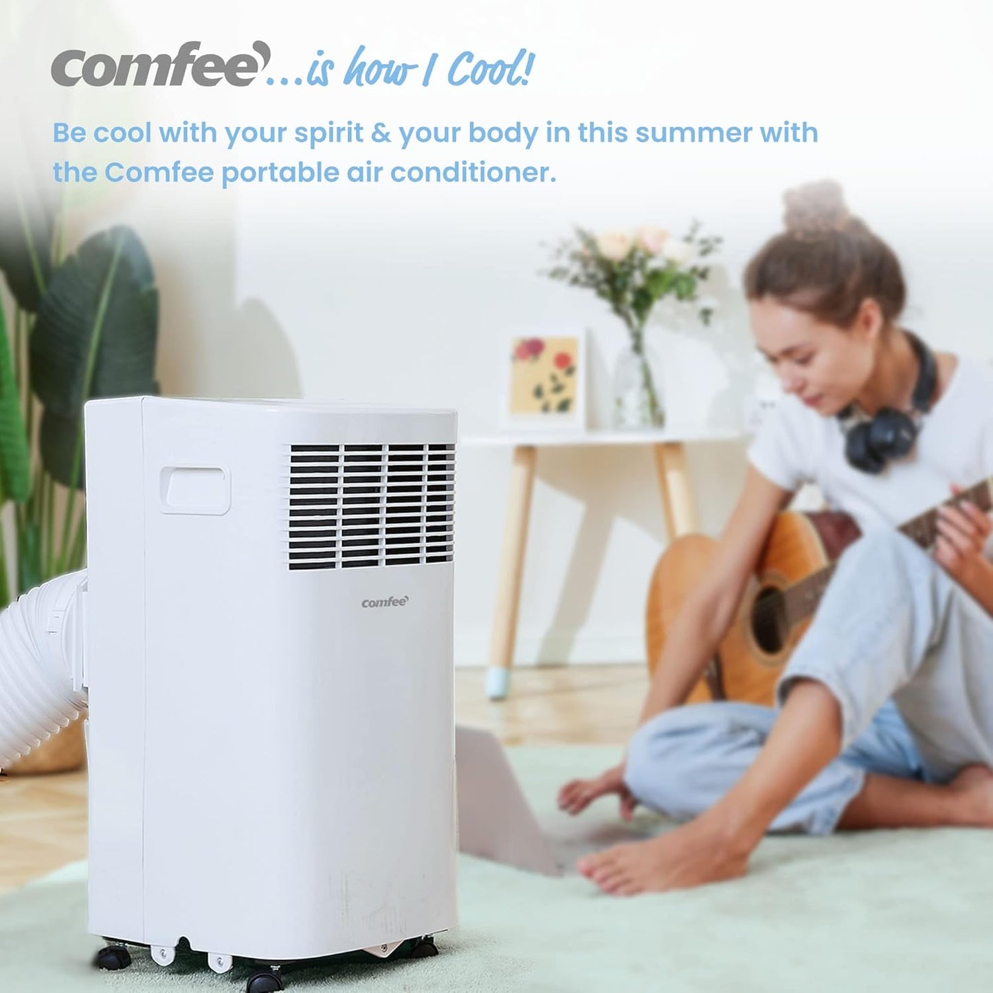 Comfee Mobiles Klimagerät MPPH-09CRN7, 9000 BTU 2,6kW, Kühlen&Ventilieren&Entfeuchten, Raumgröße bis 88m³(33㎡), Mobile Klimaanlage mit Abluftschlauch