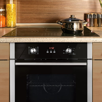 Autarkes Herdset: 60cm Einbaubackofen BO8805SS + 59cm Kochfeld CH5901RL | Grill | Heißluft | Automatik-Timer | 2-fach Wärmeschutzverglasung | Kindersicherung | Knebelbedienung | SET8805CH59RL