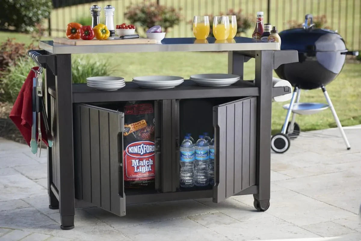 KETER Desserte barbecue gris UNITY XL - 207 litres - 134 x 51.7 x 89.6 cm