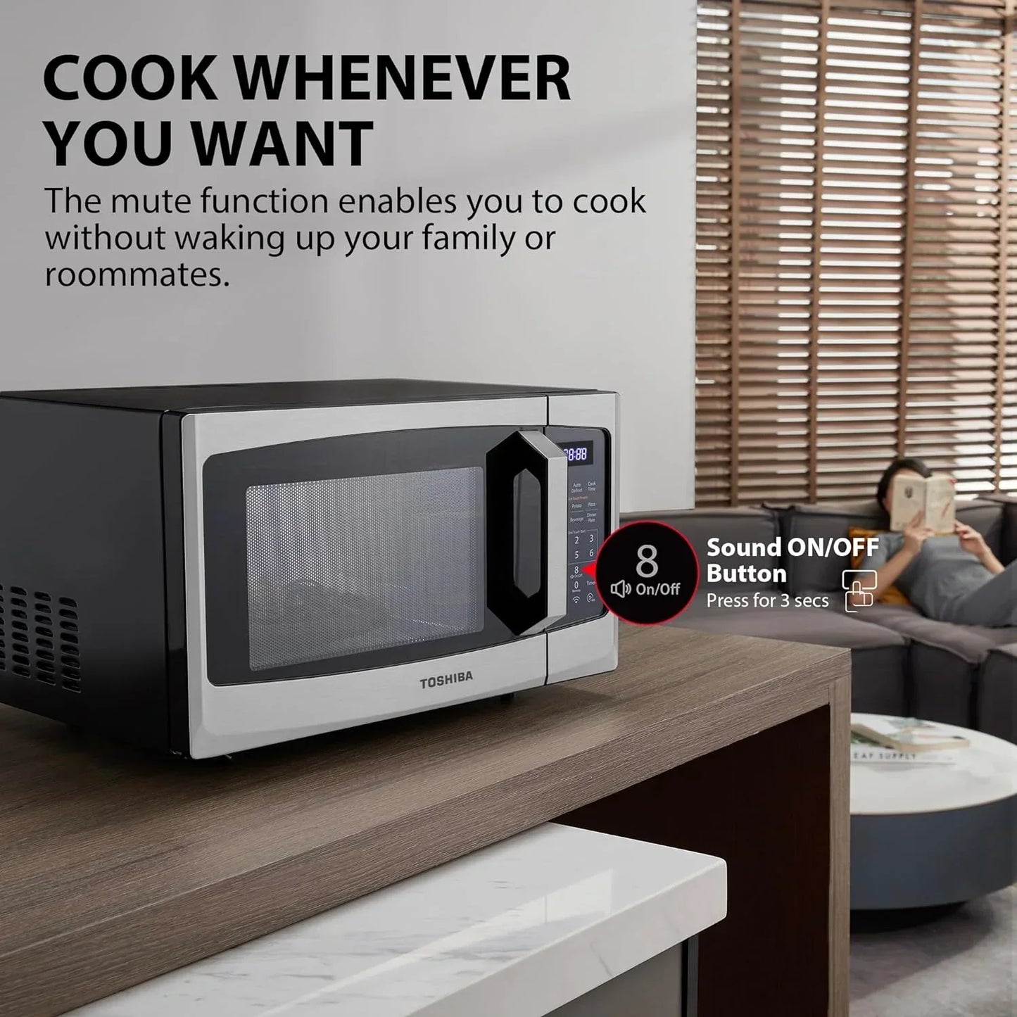 TOSHIBA 4-in-1 ML-EC42P(SS) Countertop Microwave Oven, Smart Sensor, Convection, Air Fryer Combo, Mute Function, Position Memory 13.6" Turntable, 1.5 Cu Ft, 1000W, Silver
