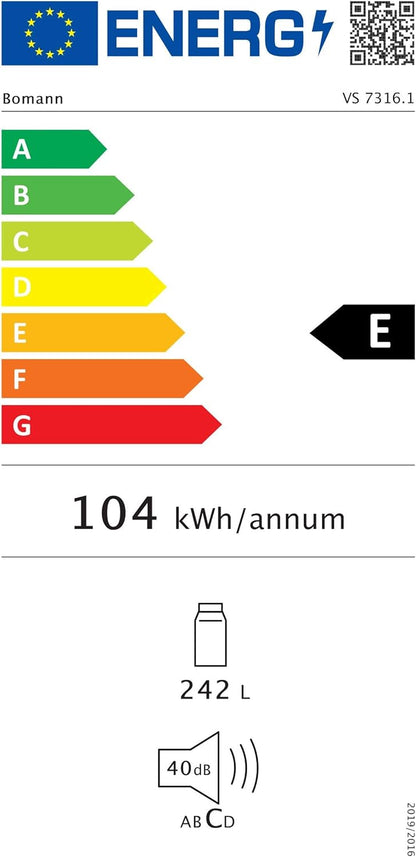 Bomann® freistehender Vollraumkühlschrank | Standkühlschrank groß 242 Liter | inkl. LED-Beleuchtung | ideal für Getränke und Lebensmittel | Türanschlag wechselbar | VS 7316.1 weiß