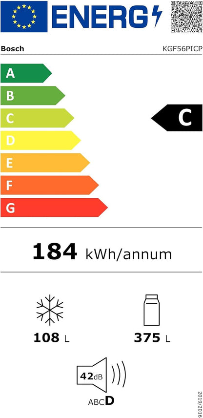 Bosch KGN36NWEA Serie 2 Kühl-Gefrier-Kombination, 186 x 60 cm, 215 L Kühlen & 87 L Gefrieren, NoFrost nie wieder abtauen, LED-Beleuchtung gleichmäßige Ausleuchtung