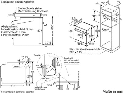 Bosch HMG7361B1, Serie 8 smarter Einbau-Backofen mit Mikrowellenfunktion, 60 x 60 cm, Made in Germany, Schwarz, Air Fry, Digitaler Bedienring, Touchdisplay, Automatikprogramme, Reinigungsunterstützung