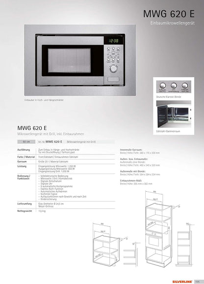 SILVERLINE MWG 620 E Einbaumikrowellengerät/Mikrowelle (Einbau) / 59.4 cm/Einbaubar in Hoch- und Hängeschränke