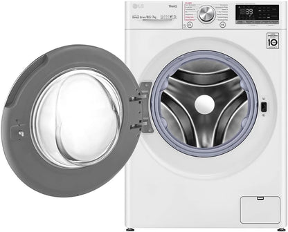 LG V7WD107H2E, Klasse E, Frontlader-Waschtrockner 10,5 - 7 kg, 1400 U/min, AI Direct Drive, Wi-Fi, Tiefenreinigung mit Dampf, TurboWash, Größere Kapazität, 62 x 60 x 85 cm ꟷ Weiß